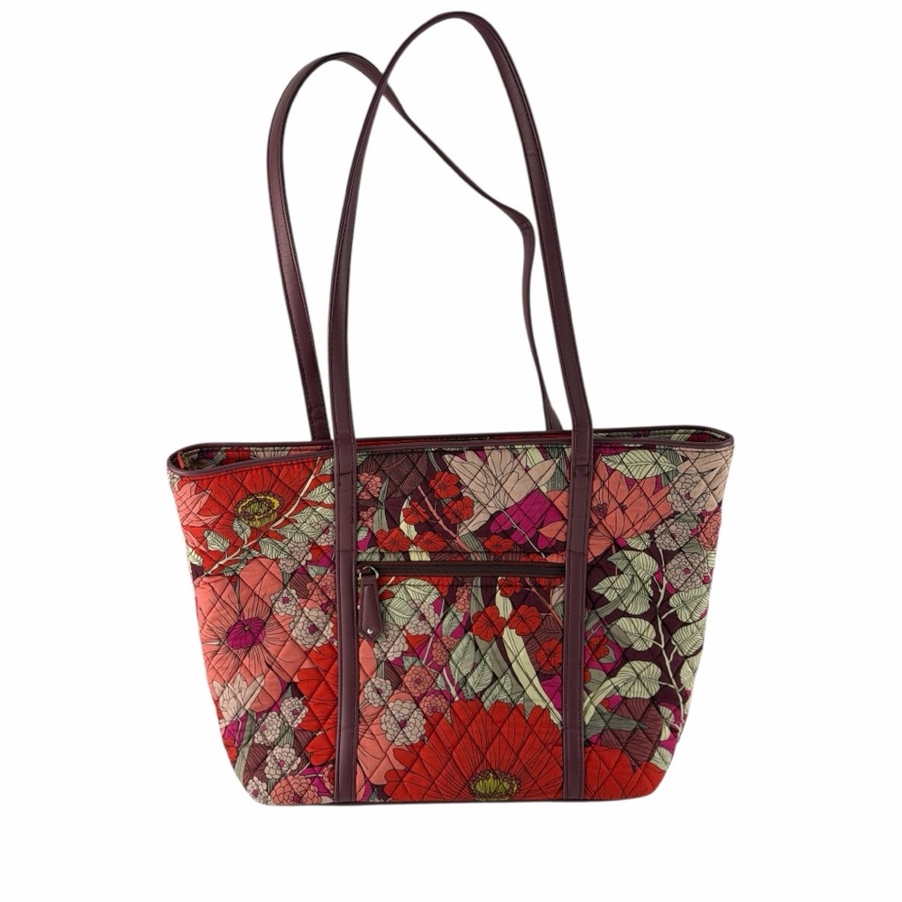 Vera Bradley Vibrant Floral Tote - Red Pink and Green. Like New.
